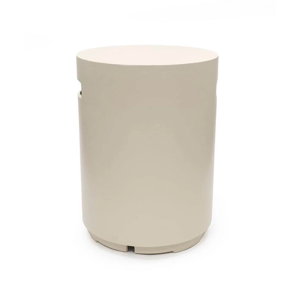 Enclosure Rund Austern Beige Gasflaschenabdeckung von Happy Cocooning – Verbundstoff 40,5 cm Outdoor-Gastanklagerung