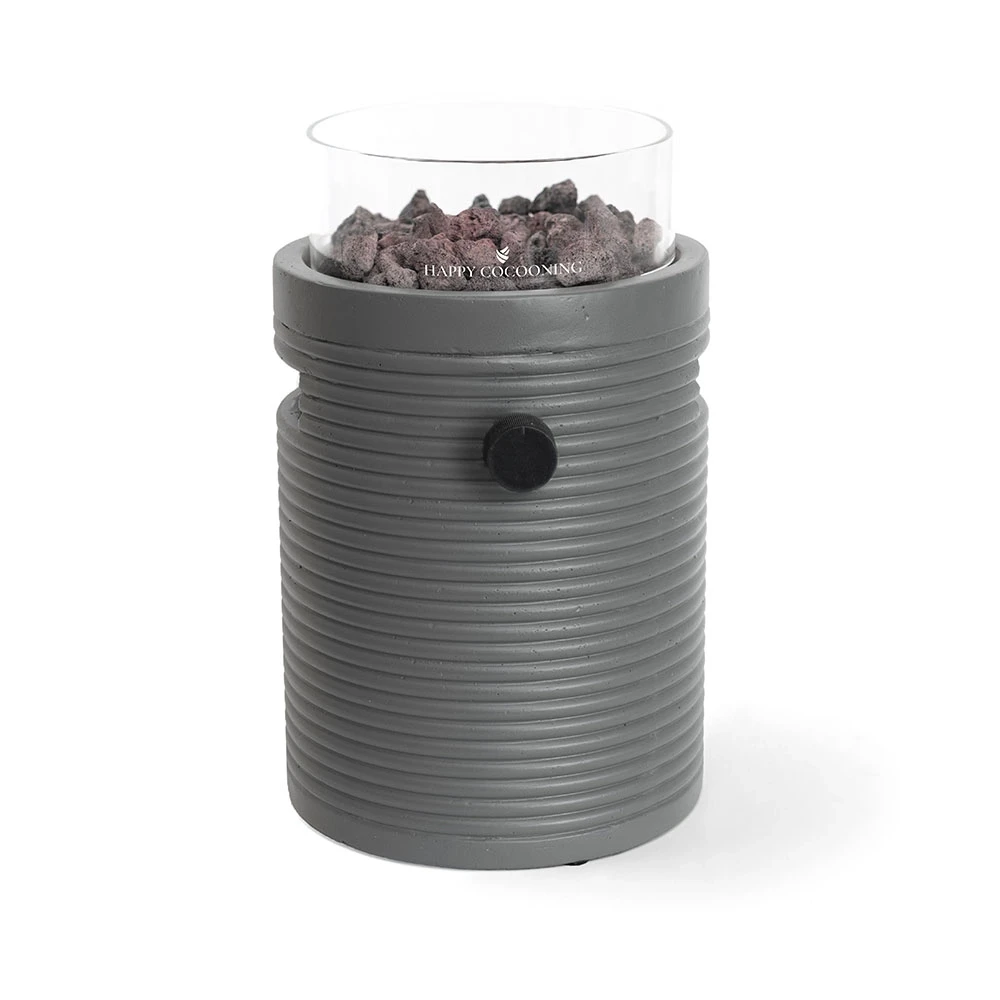 Lumi Groove Smokey Anthrazit Tisch-Gaskamin von Happy Cocooning – Gerilltes Verbundmaterial 1,98 kW – EN417 Kompatibel