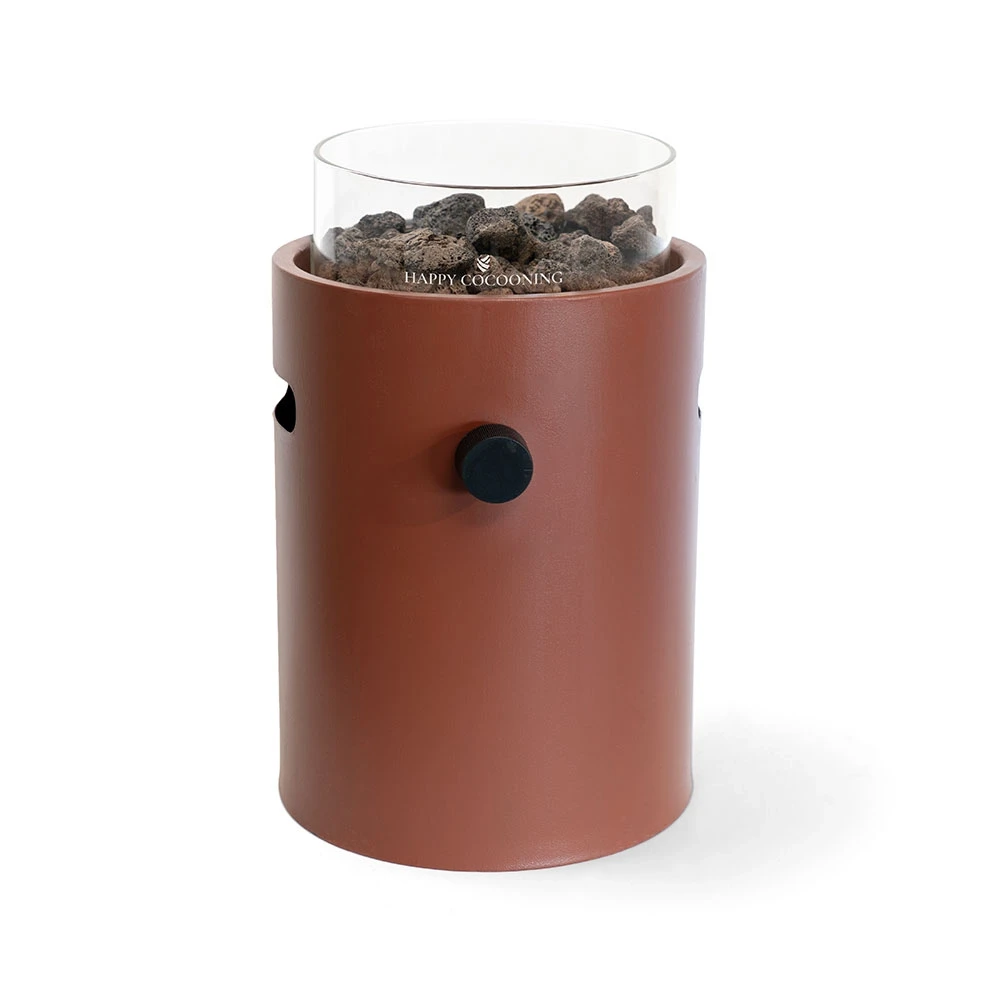 Lumi Coral Red Gas-Tischkamin von Happy Cocooning – Pulverbeschichteter Stahl 1,98 kW – EN417 Kompatibel