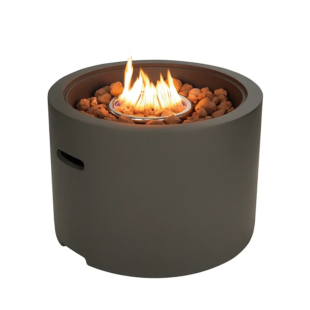 Hiroshima Outdoor-Gas-Feuerstelle | | Freistehender Gas Kamin für den Außenbereich | Dunkelgrau