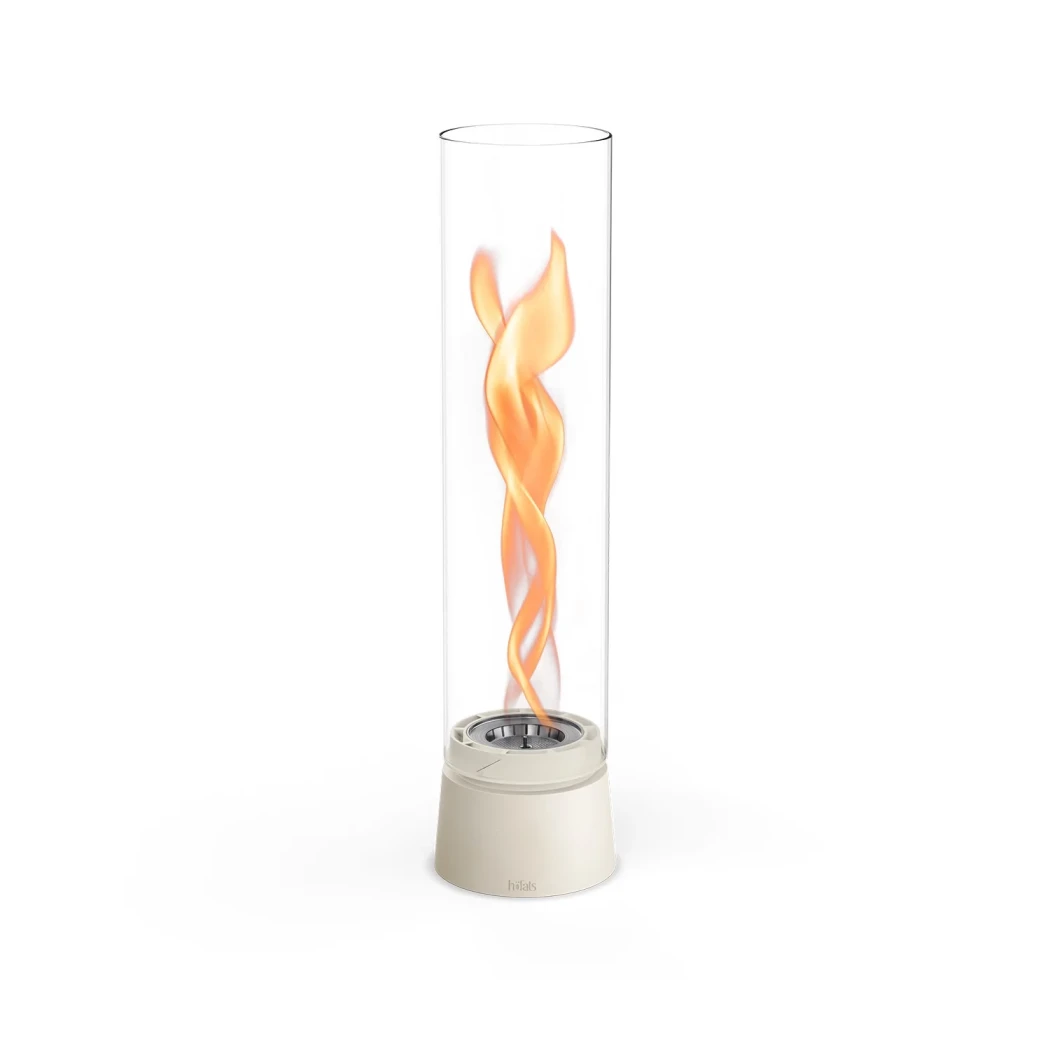 Höfats SPIN Air 1200 – Bioethanol-Tischkamin in Cremeweiß – Rotierende Flamme und elegantes Design, ideal für große Räume