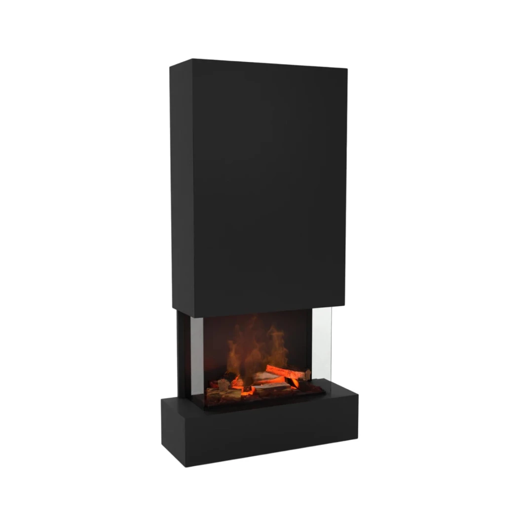 Hölderlin Tall Black OMC 600 – Wasserdampf Wandkamin | Glow Fire | Wasserdampf Wandkamin | Schwarz