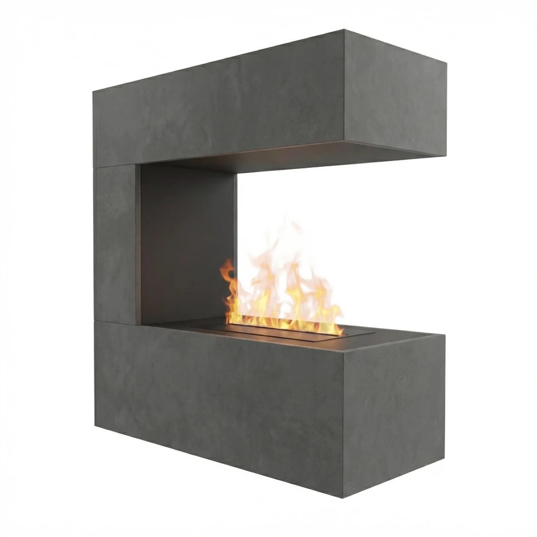 Schiller Wall Grau - OMC 400 | Wandmontierter Wasserdampfkamin von Glow Fire – Realistische Flamme, Keine Wärme