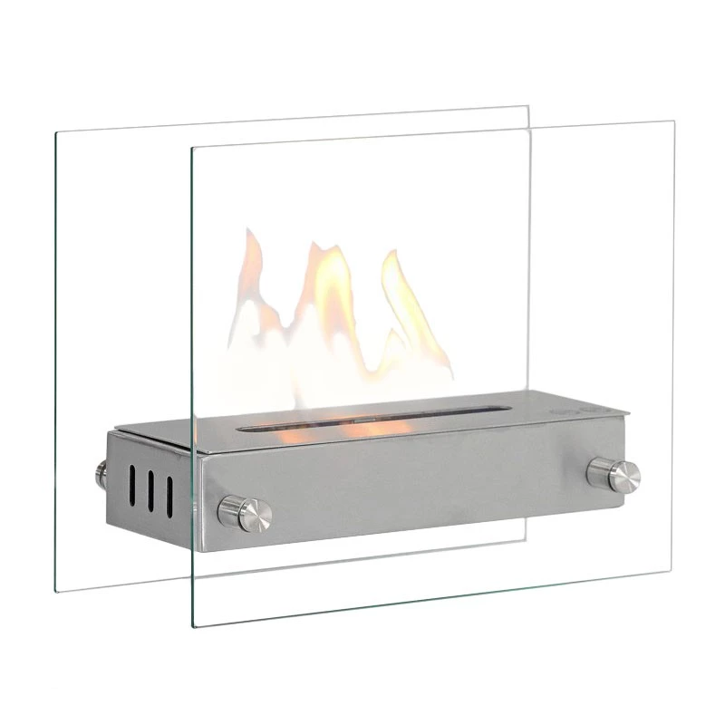 Kensington - Bioethanol-Kamin mit Glasseiten und Stahl-Brenner von ScandiFlames - 3 Stunden Brenndauer - für Tisch oder Boden