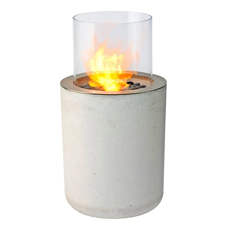 Planika Jar mit Betonsockel | Planika Fires | Freistehender Ethanol Kamin für den Außenbereich | Weiß