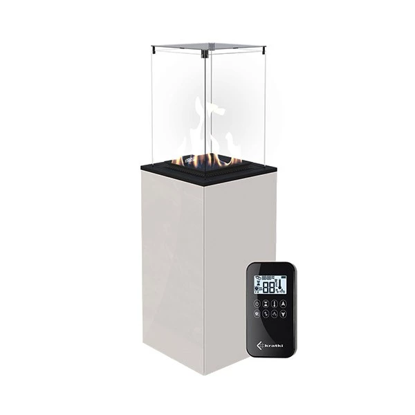 Fernbedienbarer Deluxe Patio Gaskamin – Weiß | | Freistehender Gas Kamin für den Außenbereich | Weiß