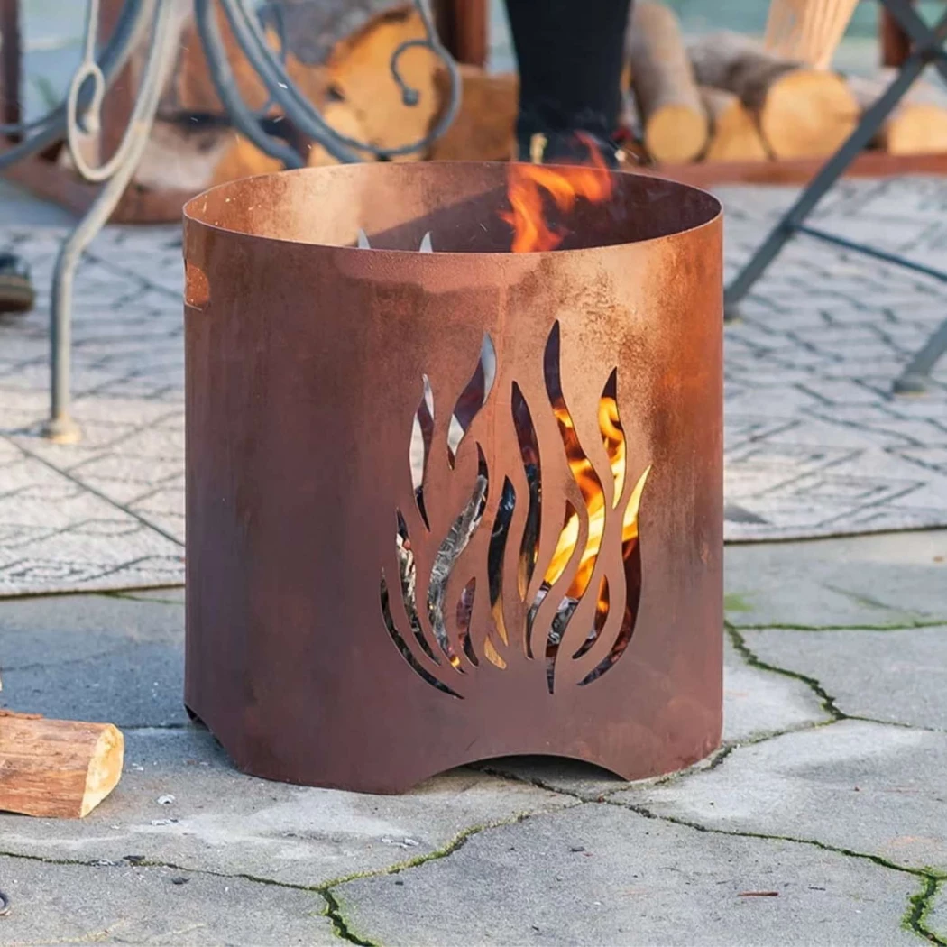 Kiruna Handgefertigter Feuerkorb in Rost Red Fire  | Bioethanol-kamin-shop.de | Outdoor Feuerkorb