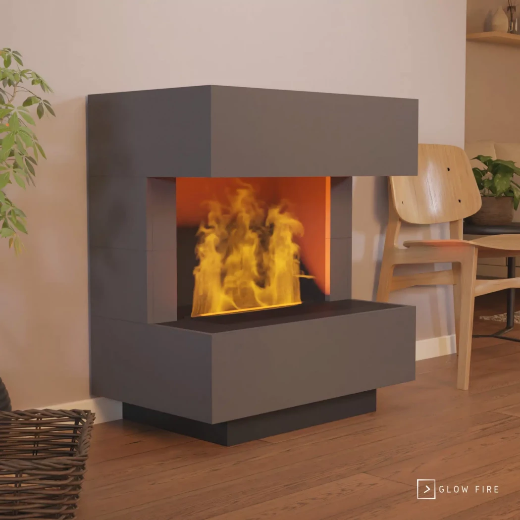 Kleist Wasserdampf Kamin - Grau | Glow Fire | Freistehender Wasserdampf Kamin | Grau