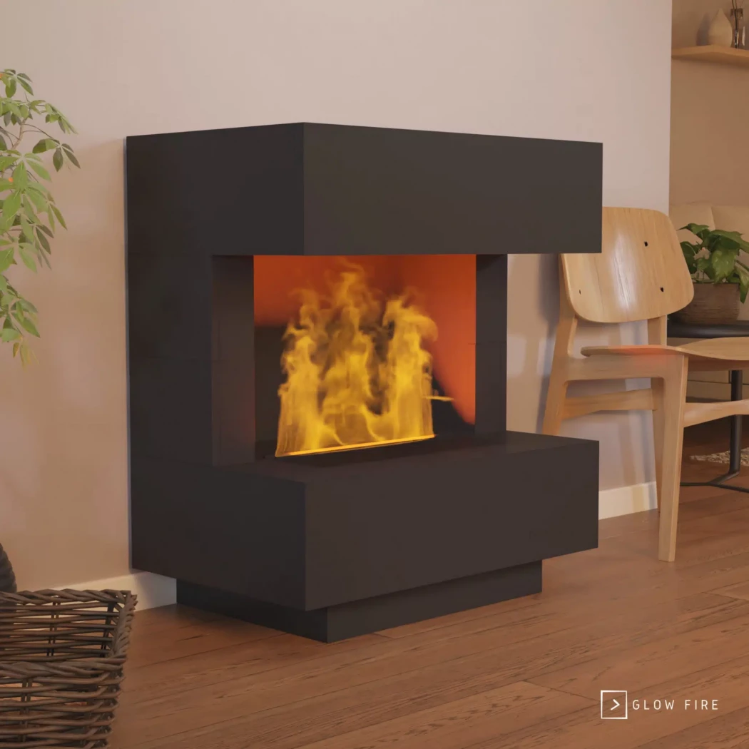 Kleist Wasserdampf Kamin - Schwarz | Glow Fire | Freistehender Wasserdampf Kamin | Schwarz