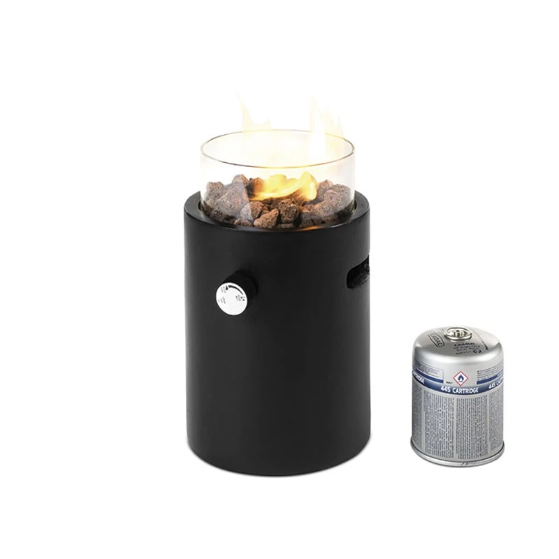 Loki Tisch Gaslaterne | Happy Cocooning | Freistehender Gas Kamin für den Außenbereich | Schwarz , Grau