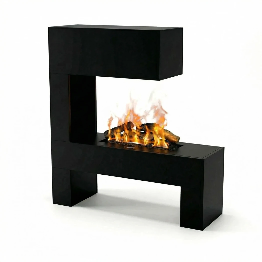 Glow Fire Mozart Black - OMC 600 | Freistehender Wasserdampfkamin – 120 cm x 110 cm x 35 cm