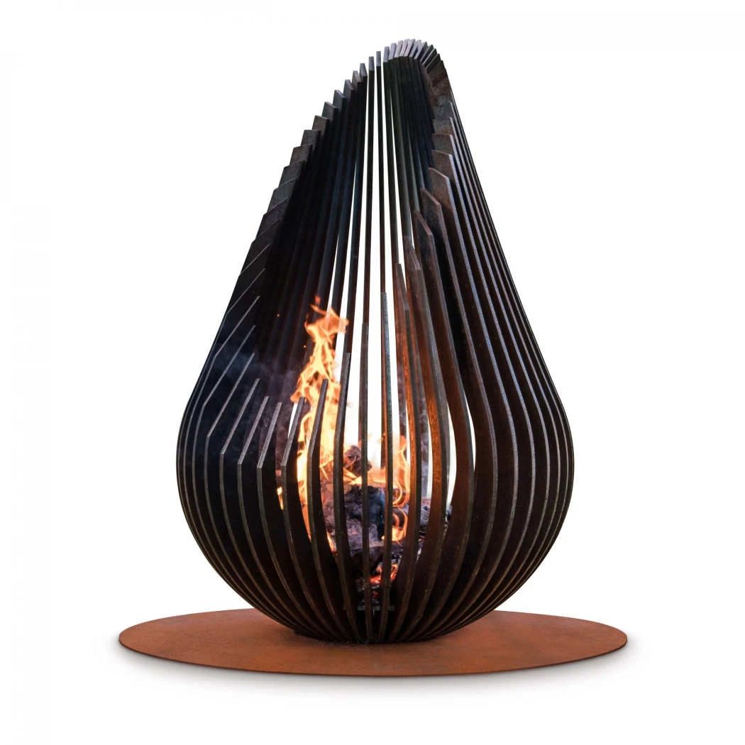 Dewdrop L Outdoor Ethanol Kamin | Glowbus | Freistehender Ethanol Kamin für den Außenbereich | Corten (Rost)
