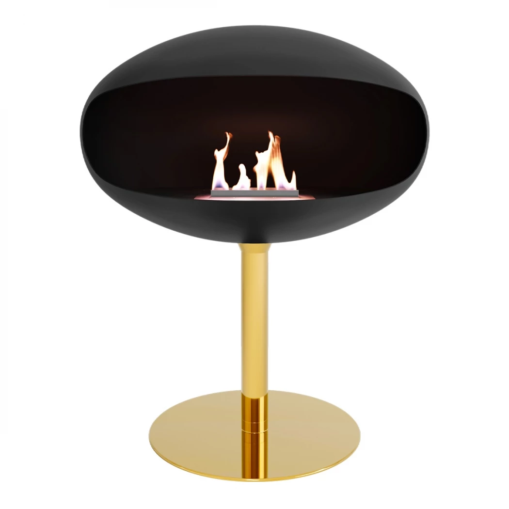 Pedestal Schwarz + Messingfuß | Cocoon Fires | Freistehender Ethanol Kamin | Schwarz