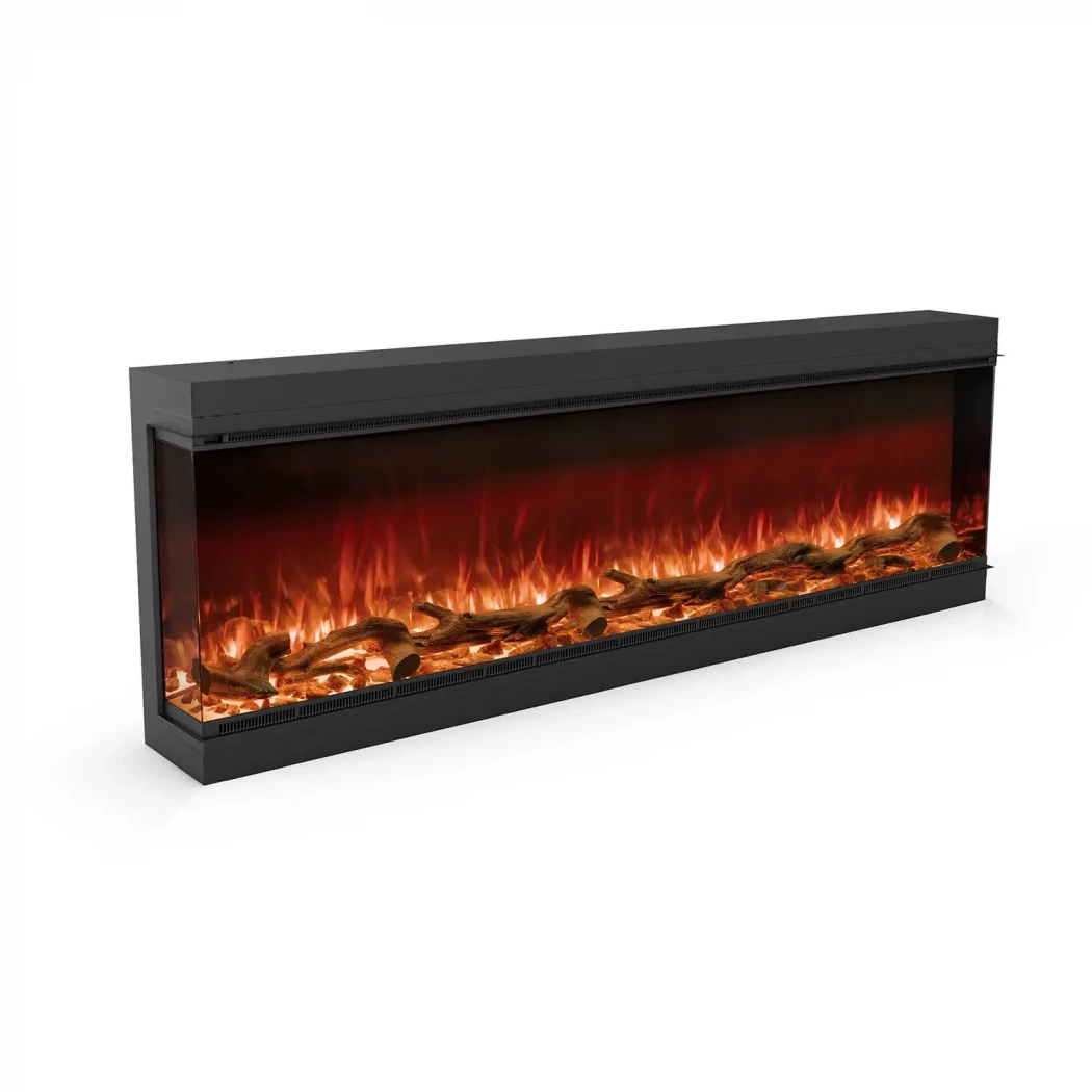 Astro 1800 LED-Kamin | Planika Fires | 3-seitiger Elektro Einbaukamin , Elektro Wandkamin | Schwarz
