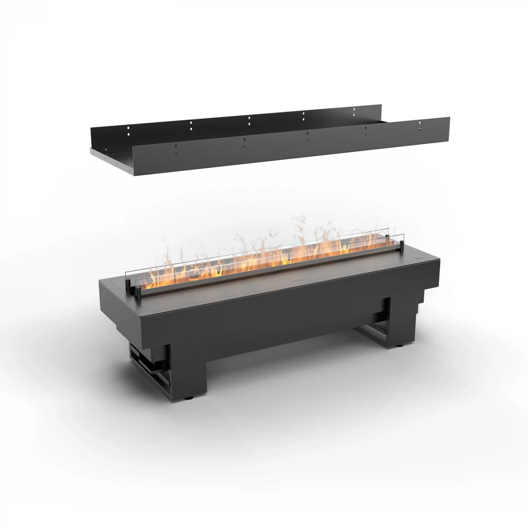 Cool Flame 1000 Island | Planika Fires | 4-Sidet Opti-Myst Indbygningspejs | Schwarz