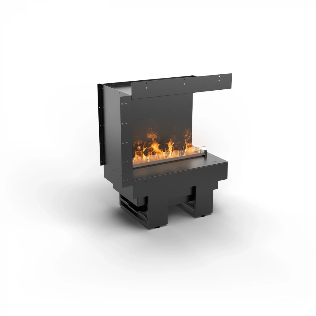 Cool Flame 500 Ecke Rechts | Planika Fires | Wasserdampf Einbau Eckkamin | Schwarz
