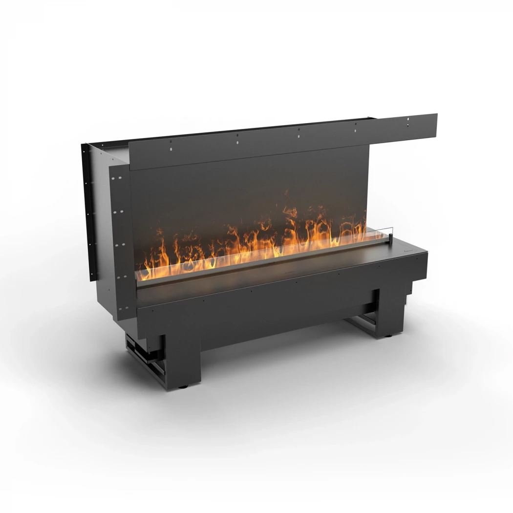 Cool Flame 1000 Ecke Rechts | Planika Fires | Wasserdampf Einbau Eckkamin | Schwarz