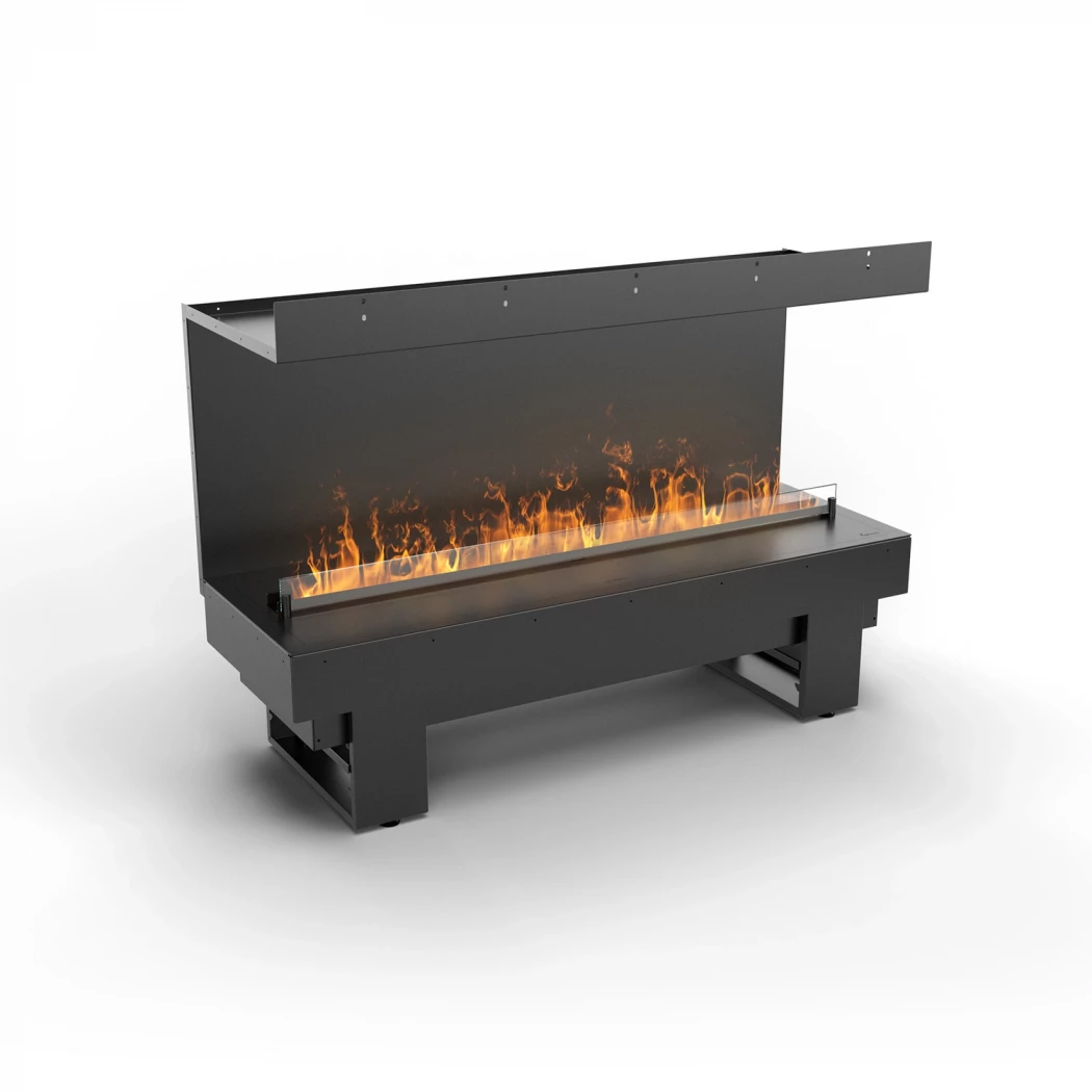 Cool Flame 1000 Dreiseitig | Planika Fires | 3-seitiger Wasserdampf Einbaukamin | Schwarz
