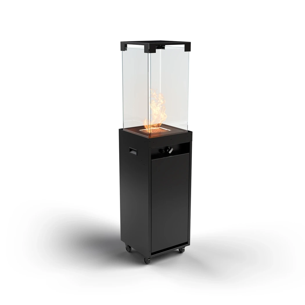 Planika Faro Gaskamin | Outdoor Terrassenheizer | Planika Fires | Schwarz mit Glasscheiben | Terrassenheizer Gas