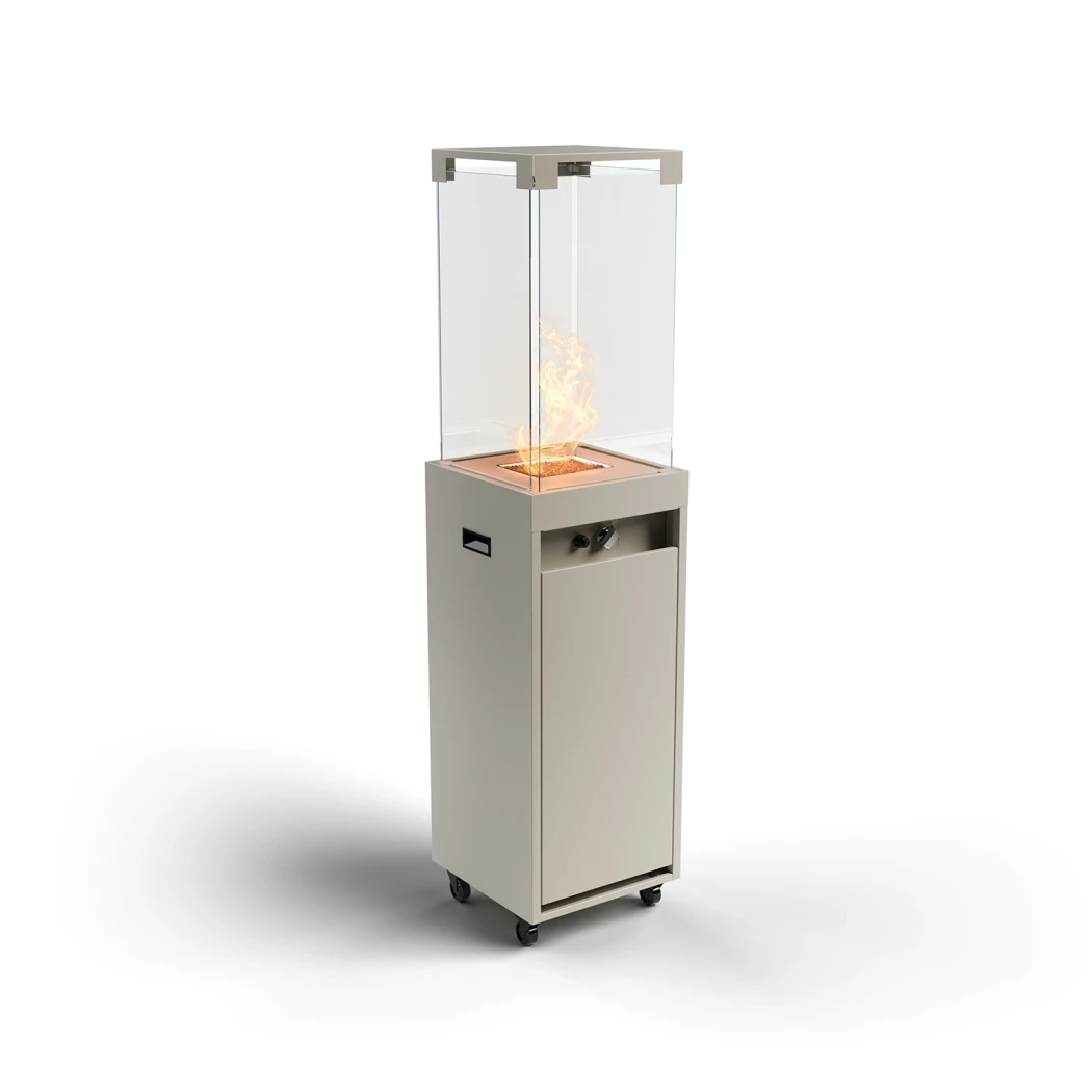 Planika Fires Faro - Silk Grey - Outdoor-Gaskamin - Terrassenheizer für Flaschengas - Leicht zu bewegen - Einstellbare Flammenstärke - Bis zu 55 