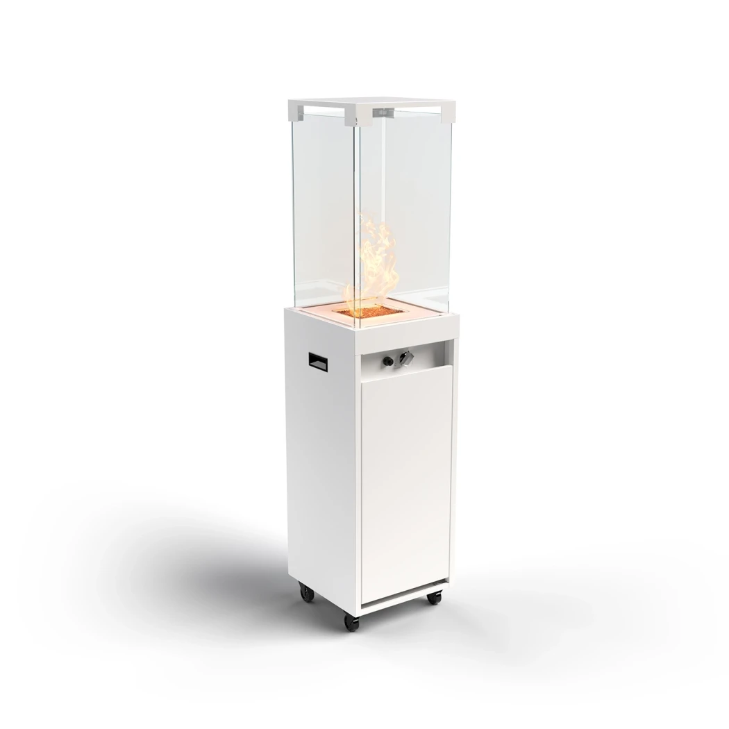 Planika Fires Faro - Traffic White - Outdoor-Gaskamin - Terrassenheizer mit Flaschengas - Stilvoll und tragbar - Ideal für die Terrasse - Einstellbare