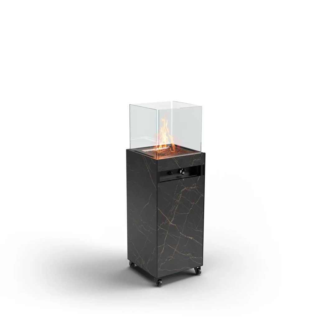 OIA - Schwarzer Laurent - Outdoor-Gaskamin von Planika Fires - Effiziente Heizung - Modernes, stilvolles Design - Schafft eine gemütliche Atmosphäre 