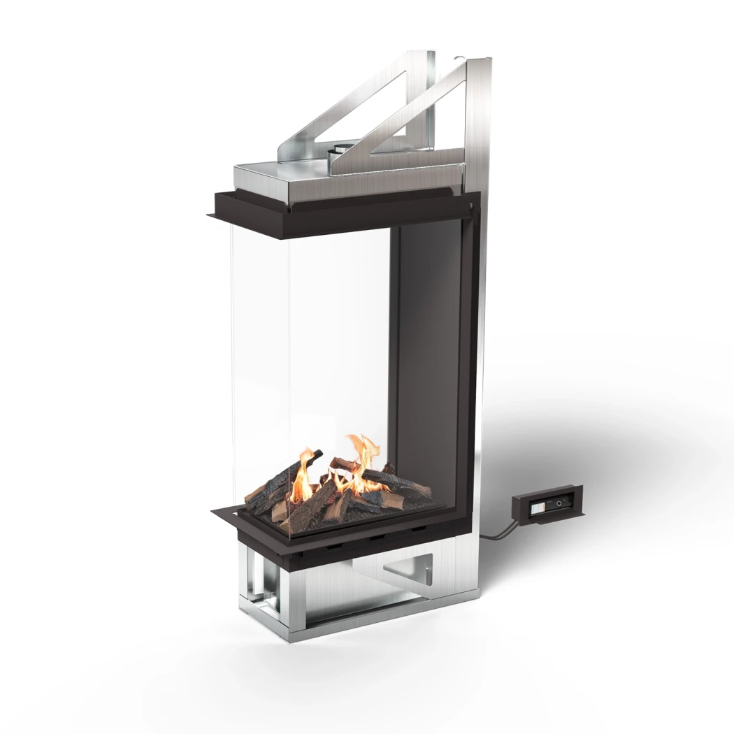 Planika Vitro Raumteiler Bioethanol Kamin – Glasumrandet, 9,5 kW, BEV Brenner, Schwarze Ausführung