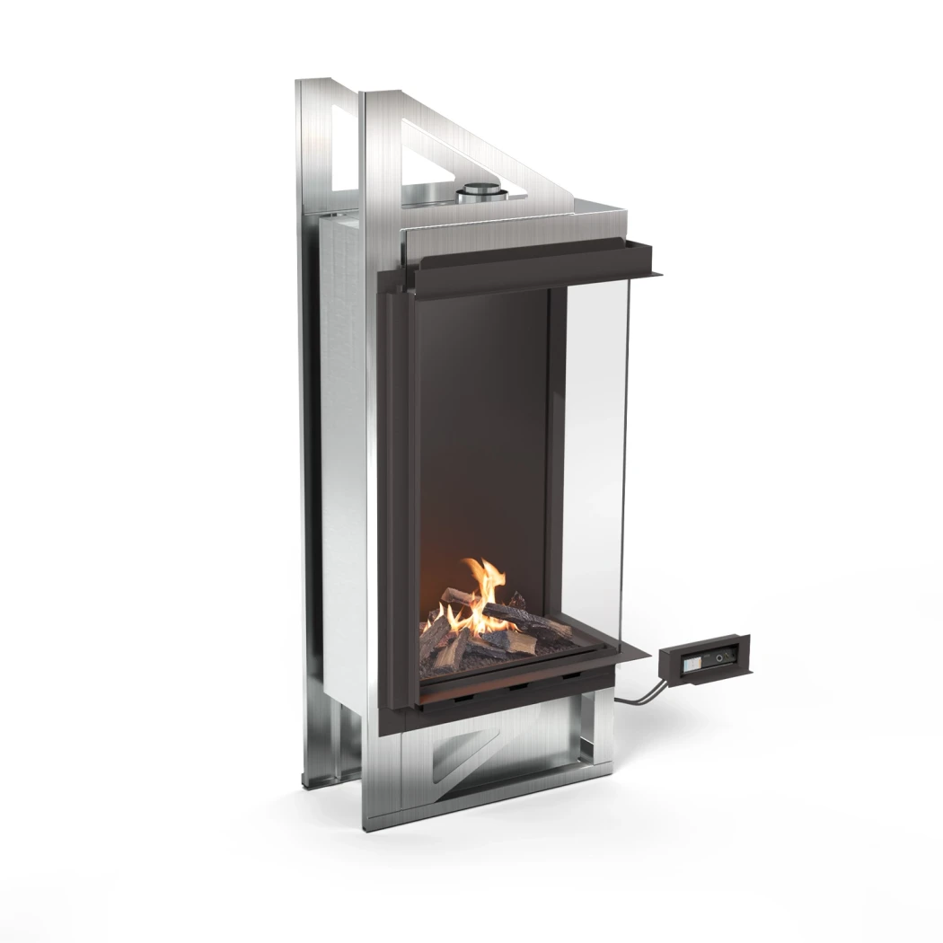 Planika Vitro Eckkamin mit Bioethanol – Glasumschlossen, 9,5 kW, BEV-Brenner, Schwarze Ausführung