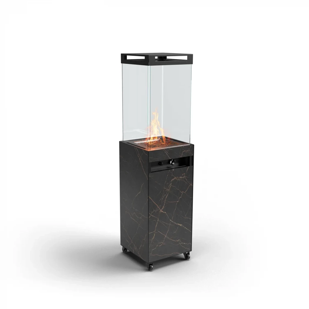 ZOIA - Schwarz - Outdoor-Gas-Patio-Heizung - Von Planika Fires - Stilvolle und effiziente Heizung - Gemütliche Atmosphäre auf der Terrasse