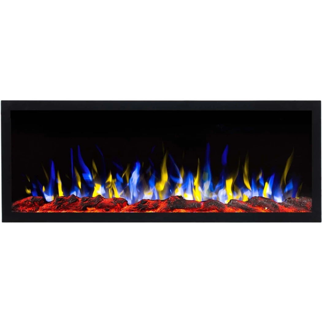 Aflamo Pride Slim 115 cm Elektrischer Kamin – Wandmontage oder Einbau, LED-Flamme, 3 Farben