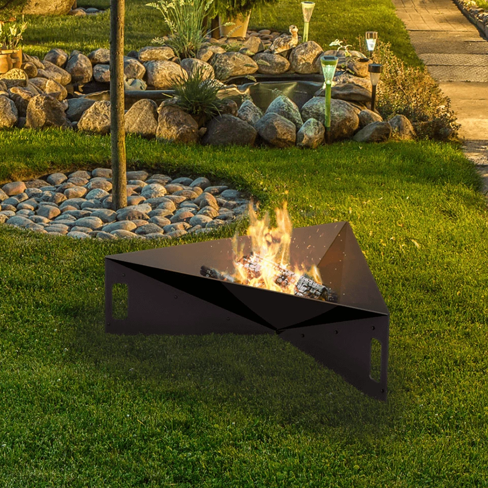 Sola dreieckige Feuerstelle - 79 cm | | Outdoor Feuerschale | Schwarz