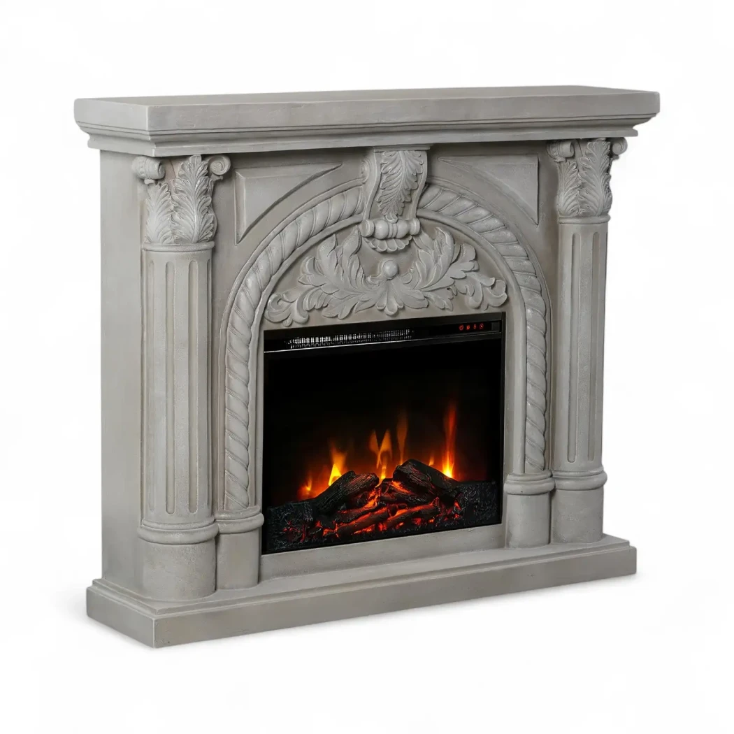 ScandiFlames Embla Elektrokamin – Freistehender Polystone-Rahmen mit Eldur 23" LED-Einsatz und 1,35 kW Heizung