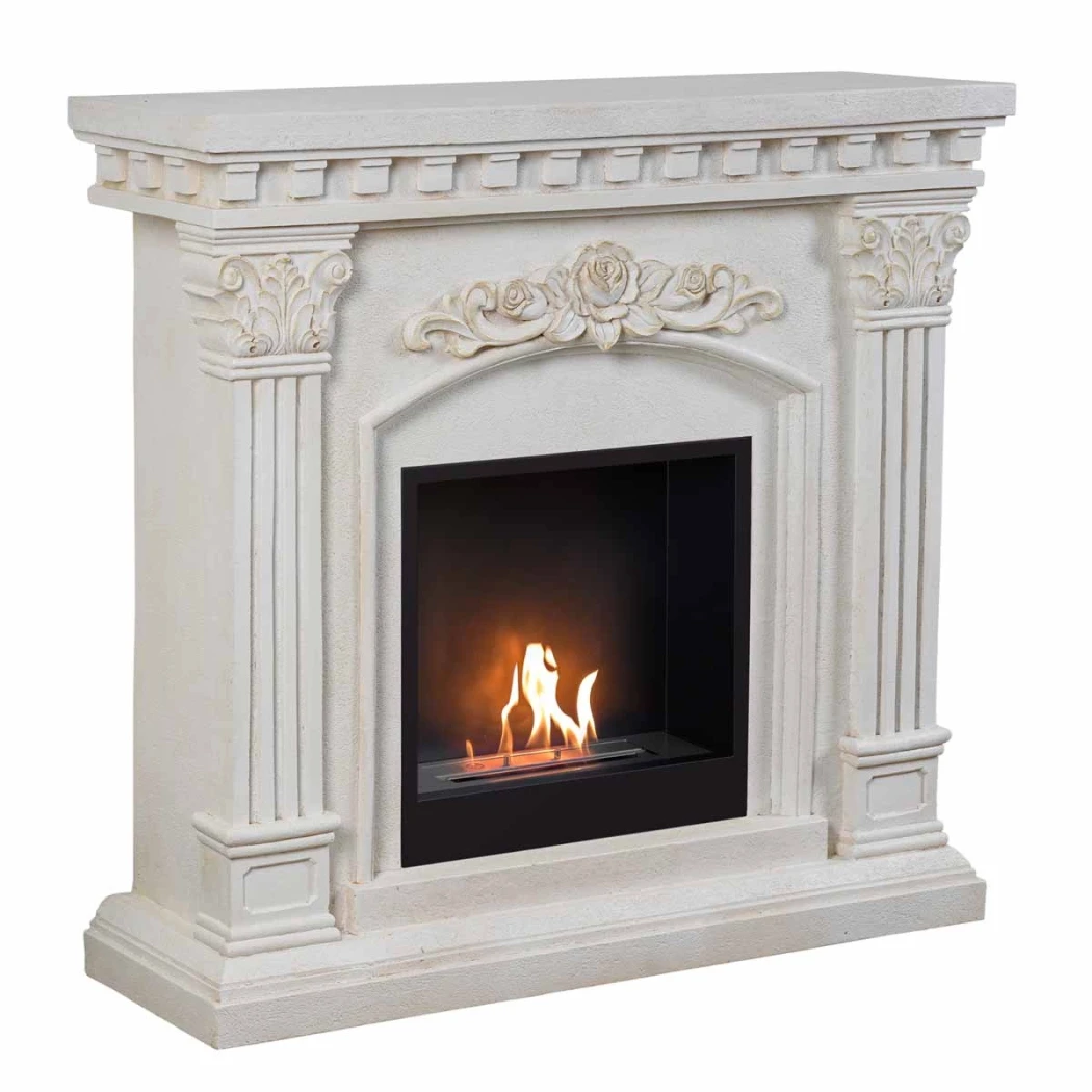 Freyr freistehender Bioethanol-Kamin von ScandiFlames – Polystone-Rahmen mit Surtur 18" Einsatz, bis zu 3 kW Heizleistung
