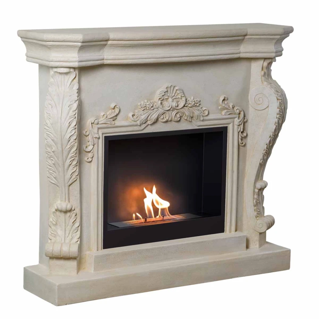 Ymir freistehender Bioethanol-Kamin von ScandiFlames – Polystone-Umrandung mit Surtur 23"-Einsatz, bis zu 3kW Heizleistung