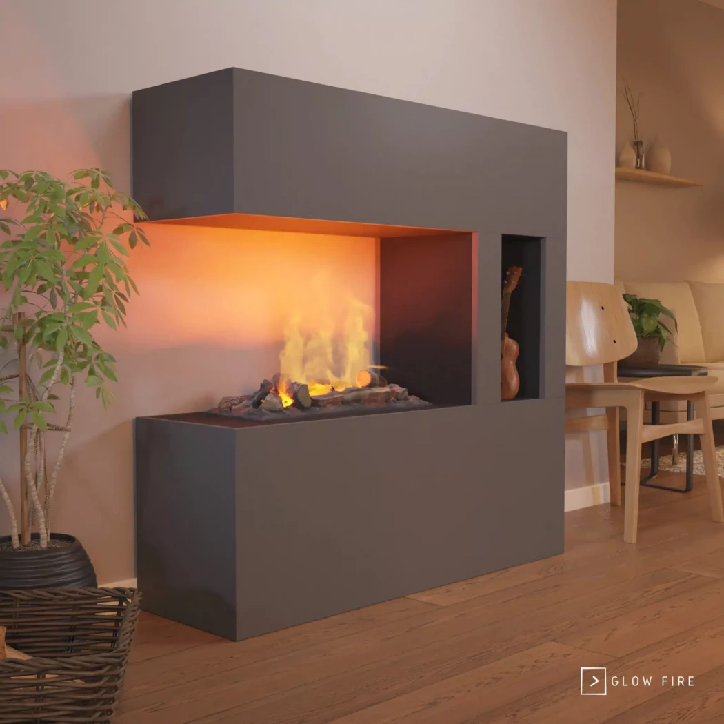Schiller Pocket Wasserdampf Kamin - Grau | Glow Fire | Freistehender Wasserdampf Kamin | Grau