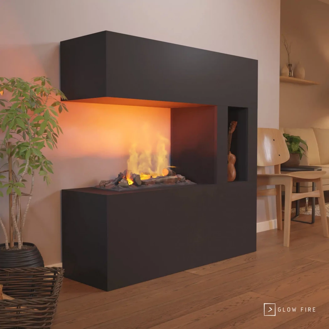 Schiller Pocket Black - OMC 600 | Freistehender Wasserdampfkamin – Realistische Flamme, Keine Wärme, Energiesparende LEDs