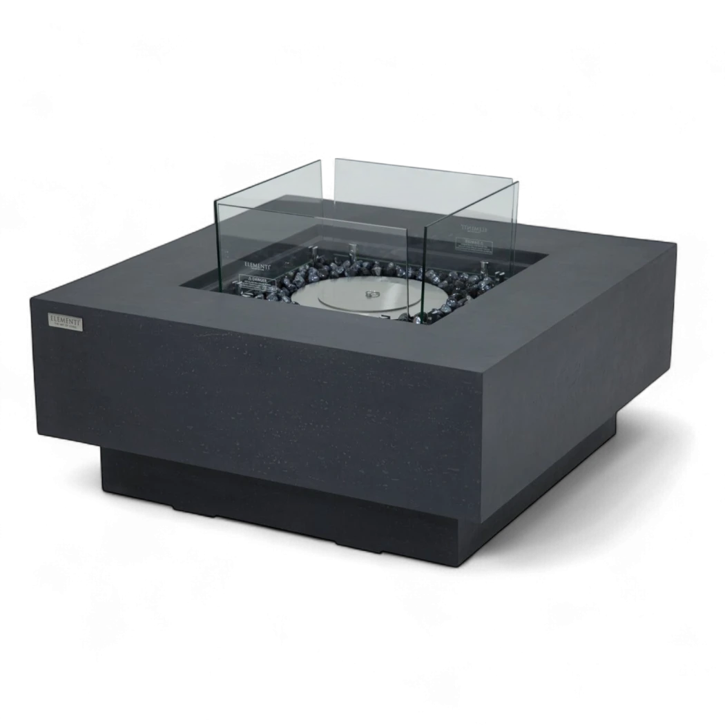 MANHATTAN Bioethanol-Feuertisch – Schiefer Schwarz | Elementi Fires | Freistehender Ethanol Kamin , Table with bioethanol fireplaec | Schwarz