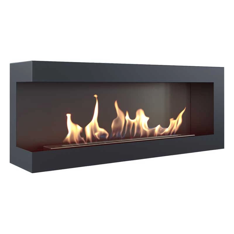 Eckkamin 120 cm (links) | | Ethanol Tunnel Einbaukamin | Schwarz