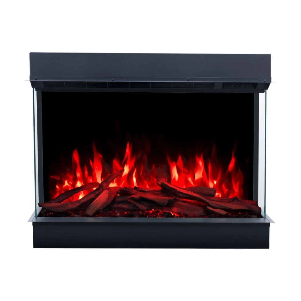Stadhamton 3D | | Elektro Wandkamin , 3-seitiger Elektro Einbaukamin | Schwarz