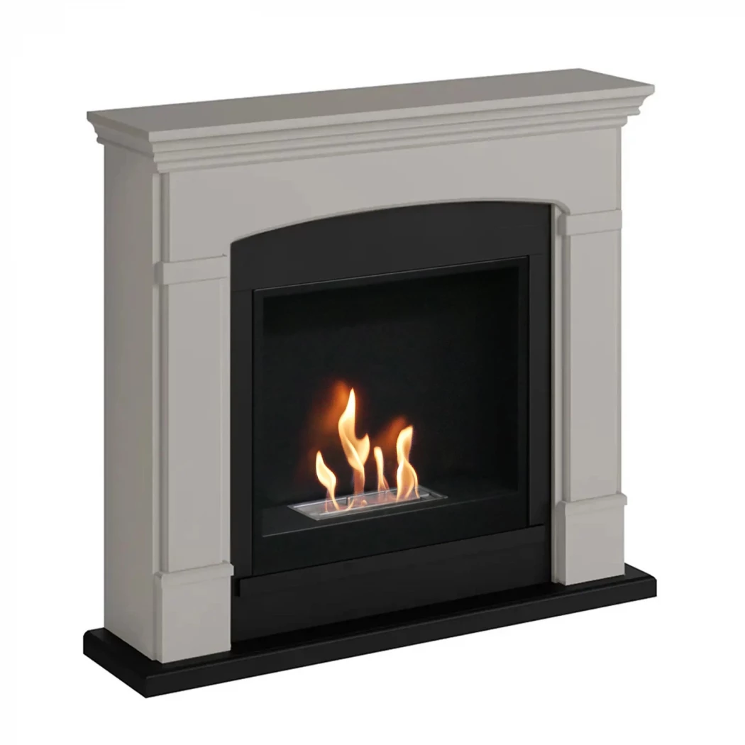 TAGU Helmi Bioethanol-Kamin – Beige freistehende Kaminumrandung, 3 kW Heizleistung