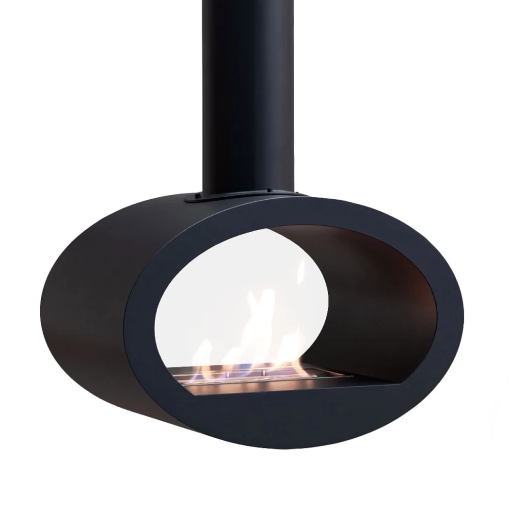 ScandiFlames Toronto Schwarz - Zweiseitiger Deckenmontierter Bioethanol-Kamin - 6 Stunden Brenndauer - Verschiedene Größen