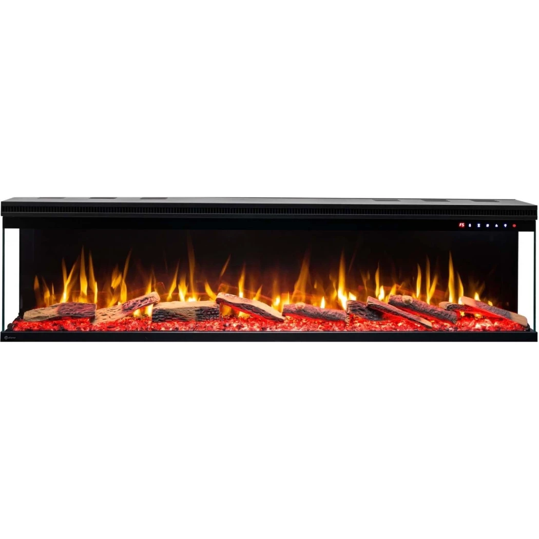 Aflamo Unique 153 cm Elektrischer Kamin | | Elektro Wandkamin , 3-seitiger Elektro Einbaukamin | Schwarz