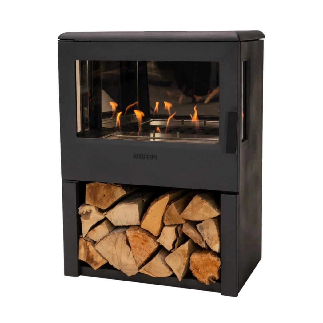 Westbo Nobel 75 freistehender Bio-Kamin aus Gusseisen - 2,3 kW Heizleistung - 6 Stunden Brenndauer