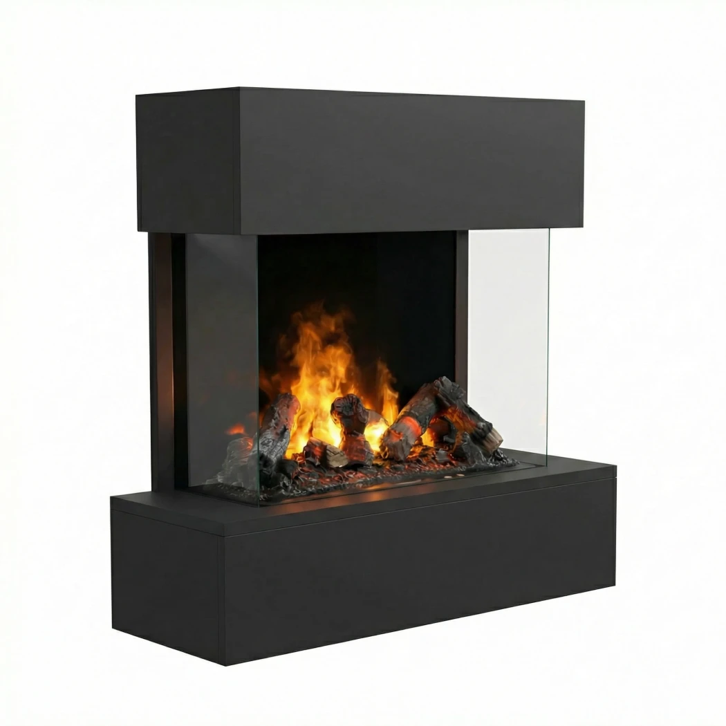 Hölderlin - Schwarz | Glow Fire | Wasserdampf Wandkamin | Schwarz