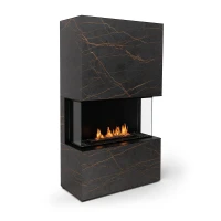Planika Stone Laurent automatischer Bioethanol Kamin mit Dekton-Rahmen in schwarzer Marmor-Optik