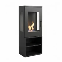 Cheyenne - Quadratischer Bioethanol-Holzofen mit Flammenblick von 3 Seiten