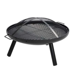 Dubai Feuerschale mit Grillrost und Gitter Schwarz