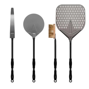 Pizza Peel Set - Groß - Rostfreier Stahl, Schwarz