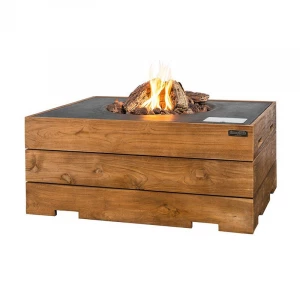 Rechteckiger Gartentisch mit eingebautem Gaskamin