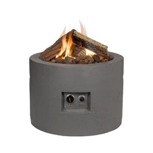 Runder Outdoor-Kamin in Taupe